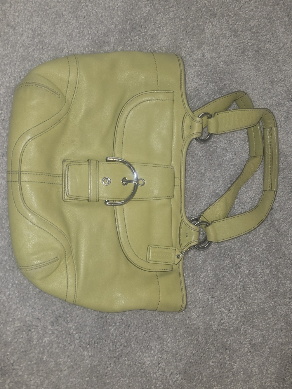 The Coach C043-9637 is a vintage Coach Soho tote bag In Rare Lime Green
